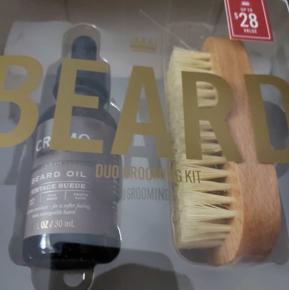 CREMO Reserve Collection Vintage Suede Beard Oil 1oz w/Beard Brush NEW/Box #CW44